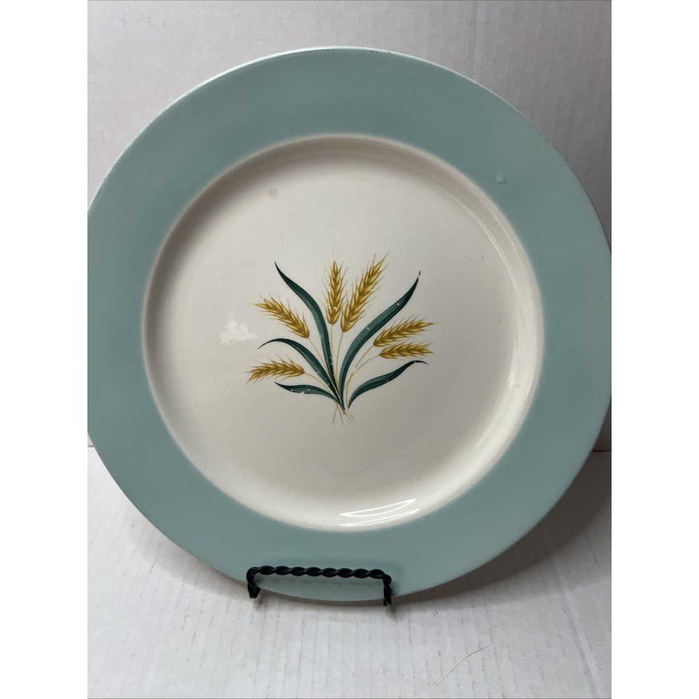 VTG Plates Viking Wheat Int'l DS Co Alliance OH Dinner Set 4-10" Aqua Gold Blue